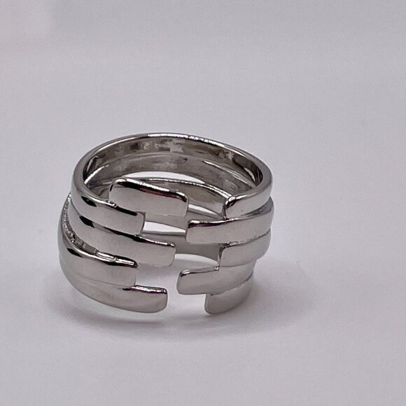 925 Sterling Stamped Adjustable Welded Stacked Wire Adjustable Boho Ring #1310 - Picture 7 of 12